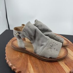 Miz Mooz Fifi Leather Ankle-Strap Sandals open toe gray sz 39 8.5-9